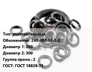 Кольцо РТИ уплотнительные 290-300-58-2-2 D=290х300 Прочность:2 ГОСТ: ГОСТ 18829-73